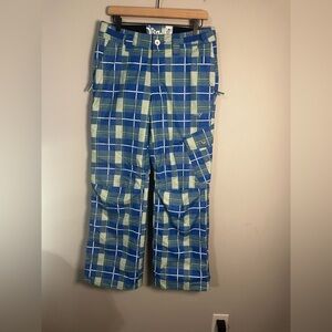 Orage Women's Chica Insulated Ski Pants - Blue & Green Plaid - Size Medium NWOT